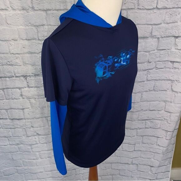 zeroXposure boys dri fit hoodie navy/light blue sz 18 - Picture 4 of 10